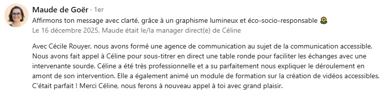 Capture d'écran LinkedIn de l'avis