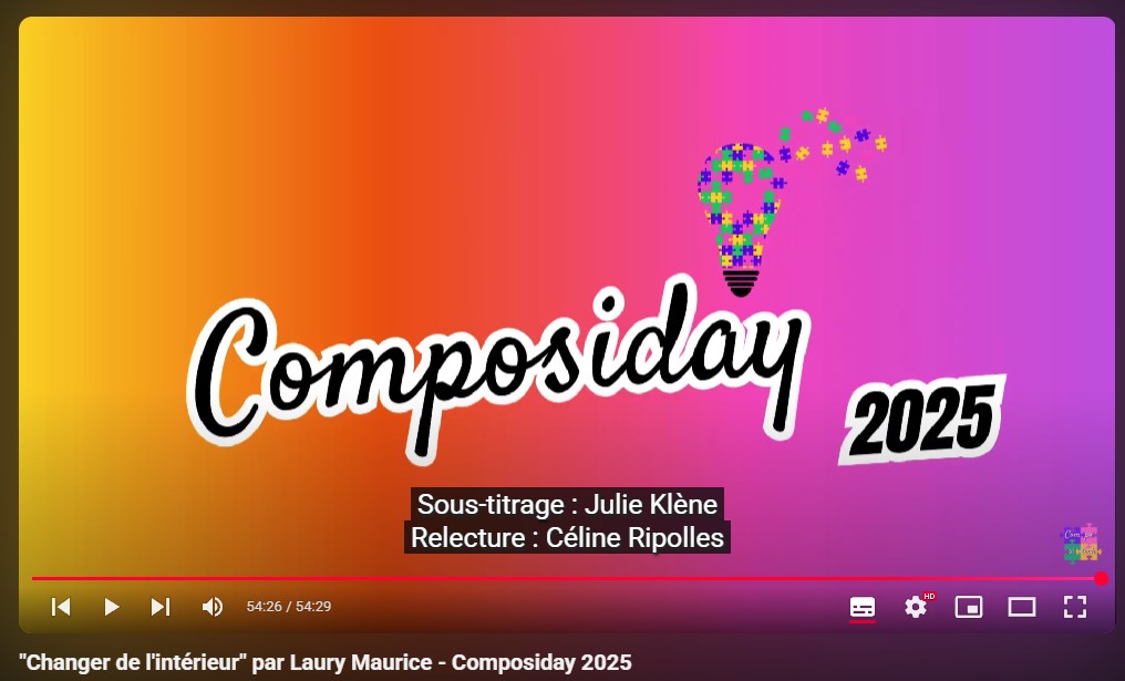Capture vidéo Composiday sur YouTube, sous-titres Julie Klène et Céline Ripolles
