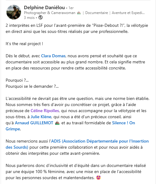 Capture d'écran profil LinkedIn De Delphine Daniélou